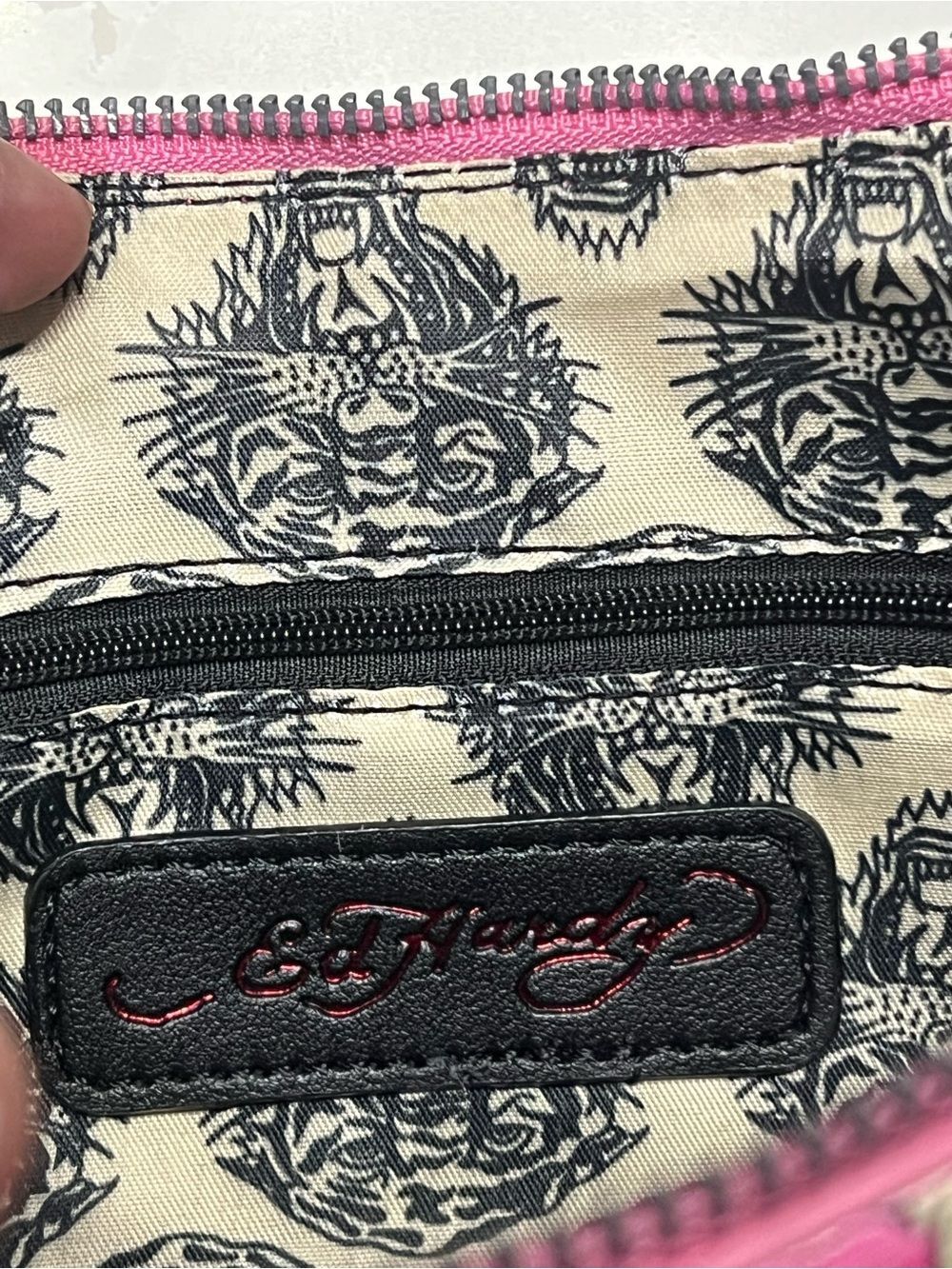 Ed Hardy Love Kills Slowly Pink Shoulder Bag NWT Y2K Skull Purse 10x5x2in - Picture 10 of 11